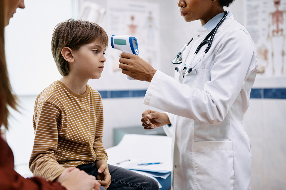A child receiving care for a pediatric fever in Clearwater.
