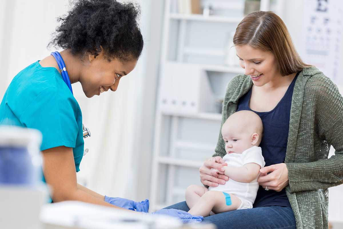 Baby getting doctor care at pediatric walk-in in Clearwater.